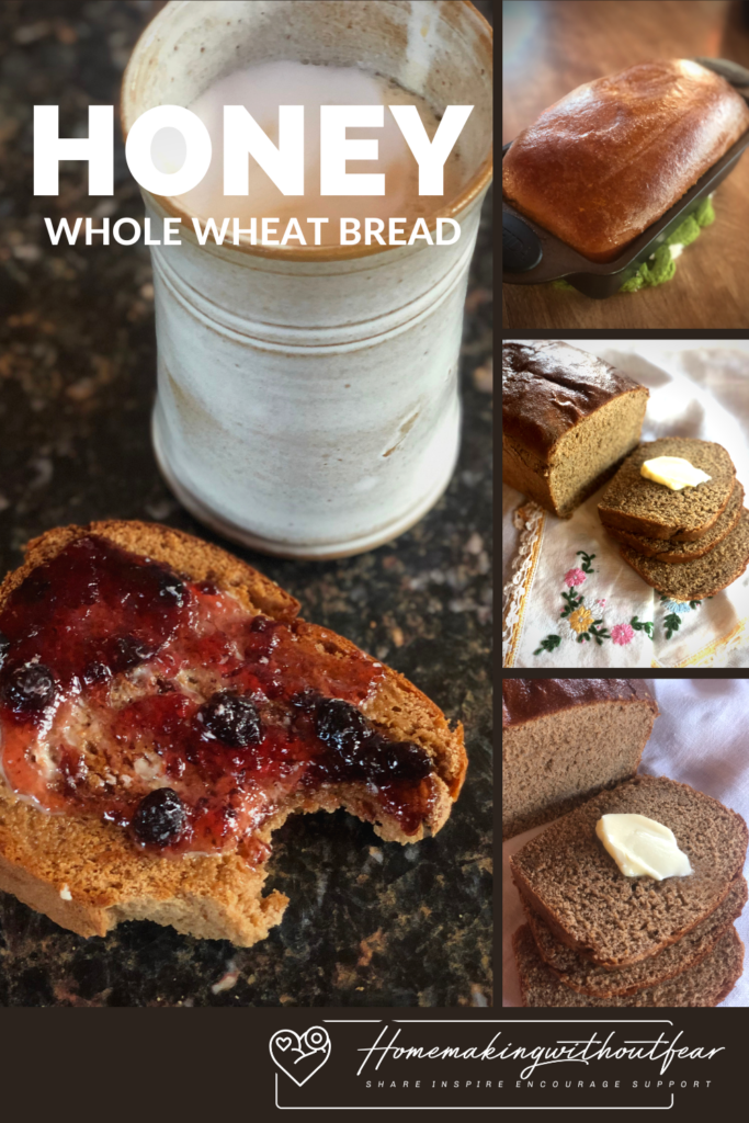honey whole wheat bread with jam and coffee, fresh out of the oven with a slather of butter