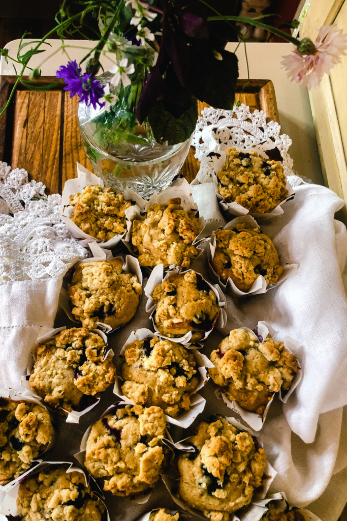 I can't think of a single person who doesn't enjoy a good muffin. . . muffin with coffee in the morning is just about perfect for me. These Blueberry Streusel Muffins are absolutely out of this world moist and delicious. Let me share the basic sweet muffin recipe with you and you can add whatever fruit combo YOU enjoy!