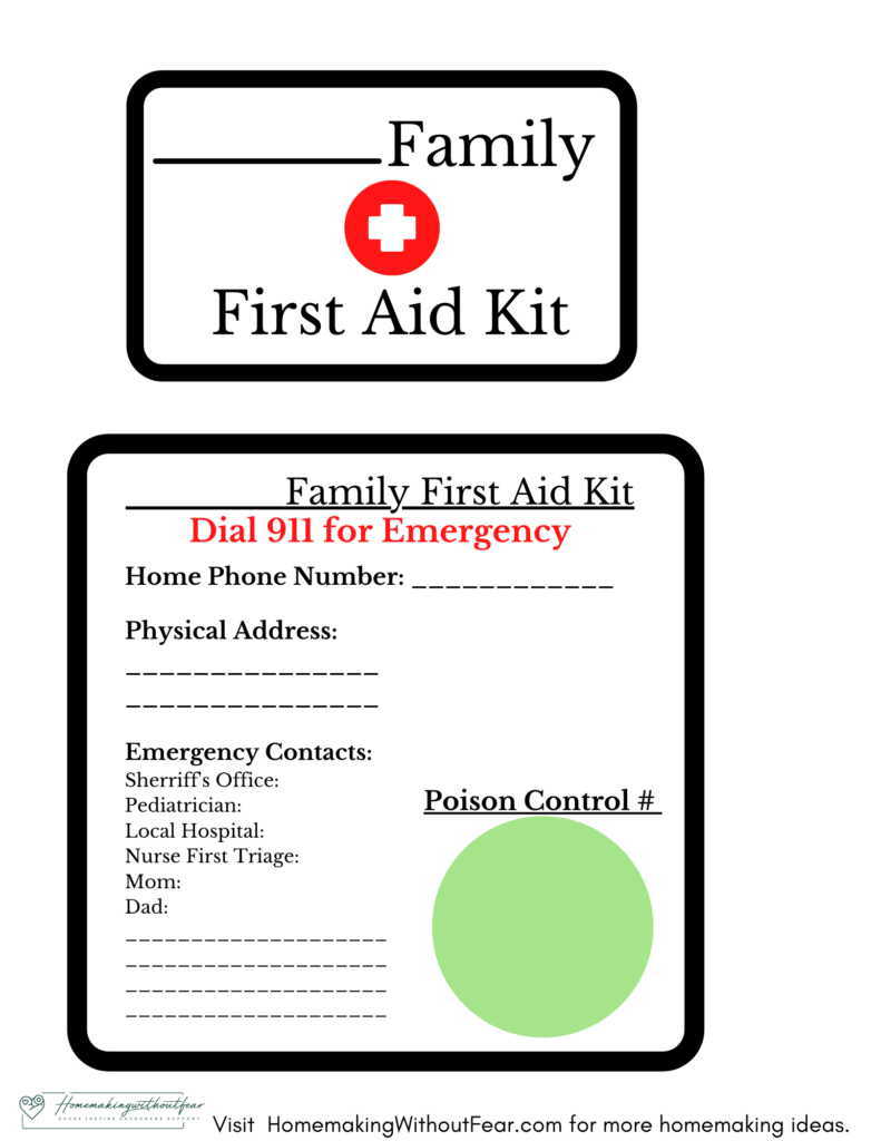 DIY Home First Aid Kit| Preparing for Sickness or Minor Emergency printable labels