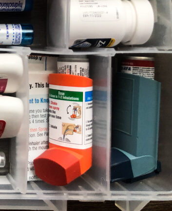 DIY first aid kit. Customize your kit with supplies your family needs. An inhaler might not be for everyone but if you have asthma this would be important to keep on hand. 