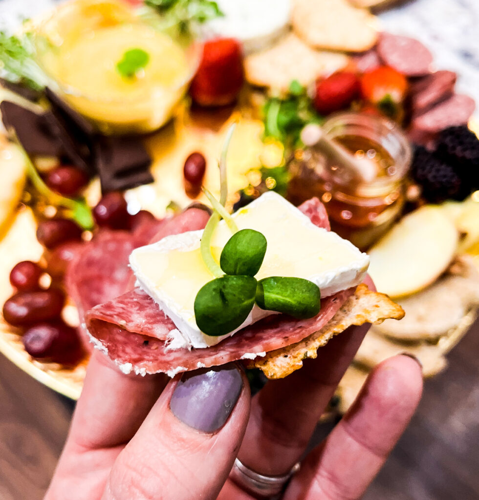 Sunflower shoot on the perfect charcuterie bite